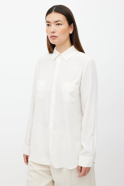 The Row Cream Satin Shirt