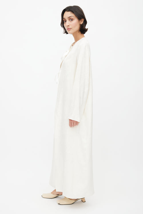 The Row Cream Silk Jacquard Knit Robe