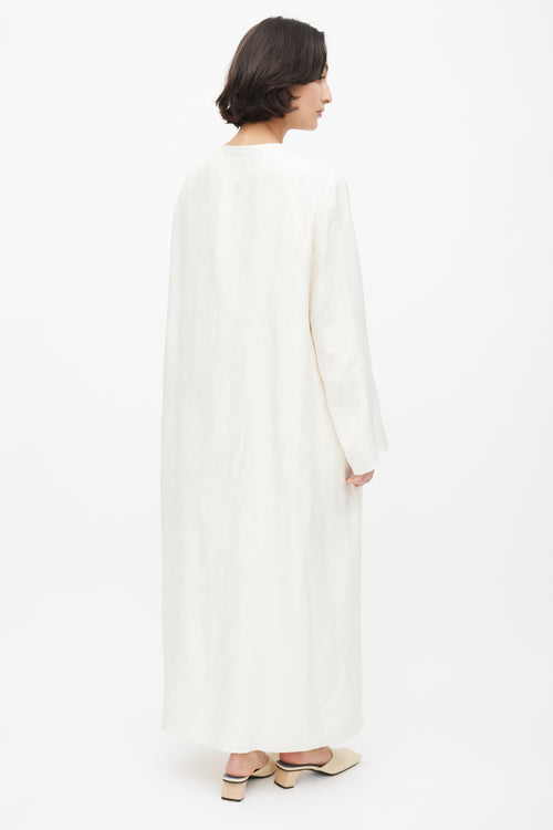 The Row Cream Silk Jacquard Knit Robe