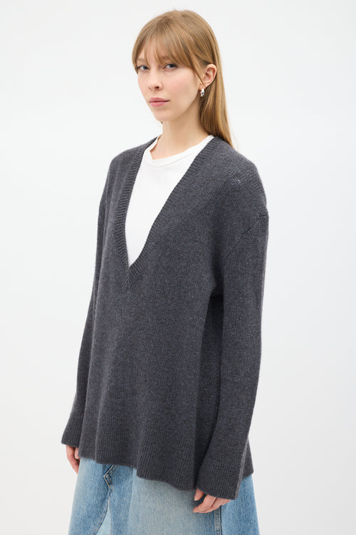 The Row Dark Grey Cashmere Baudelia Sweater