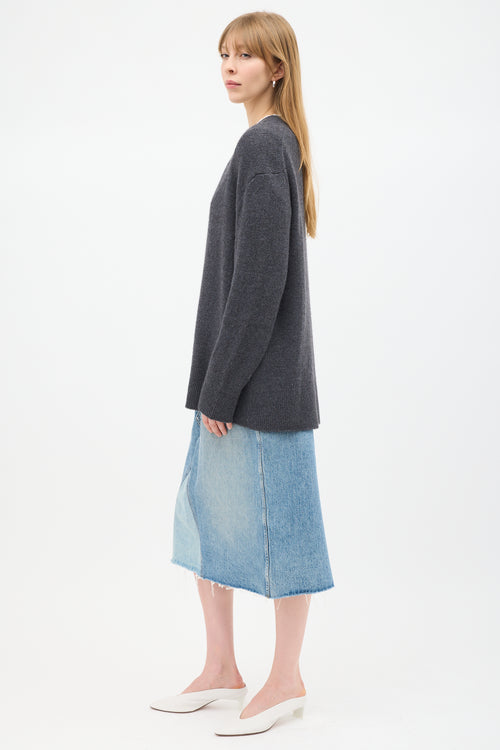 The Row Dark Grey Cashmere Baudelia Sweater