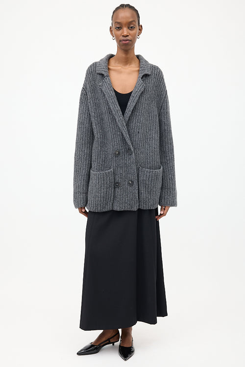 The Row Dark Grey Cashmere 
Silk Data Cardigan