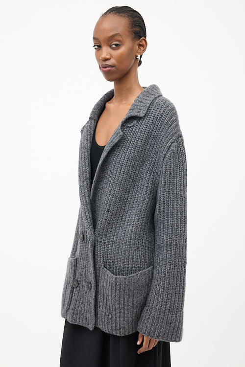 The Row Dark Grey Cashmere 
Silk Data Cardigan