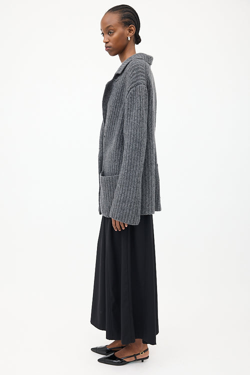 The Row Dark Grey Cashmere 
Silk Data Cardigan