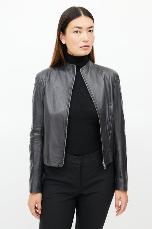 The Row Dark Grey Leather Jacket