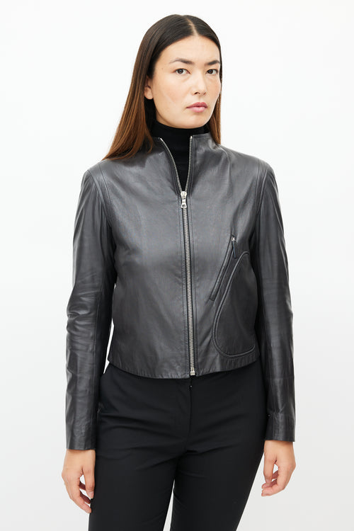 The Row Dark Grey Leather Jacket