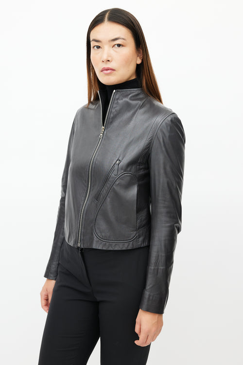 The Row Dark Grey Leather Jacket