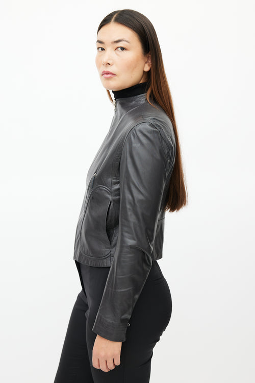 The Row Dark Grey Leather Jacket