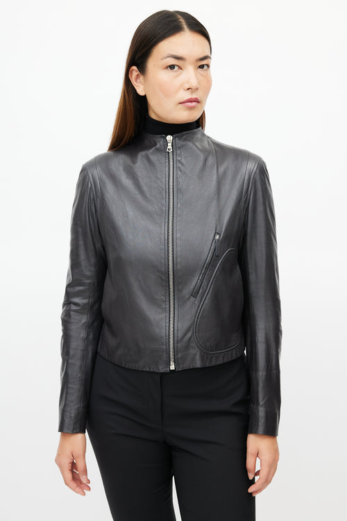 The Row Dark Grey Leather Jacket