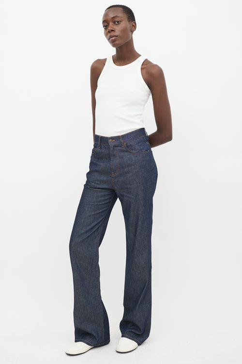 The Row Dark Wash Denim Vivienne Shirt 
Pant Set