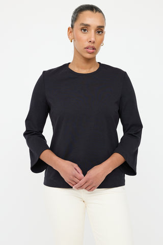 The Row Black Flared Sleeve Top