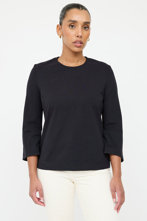 The Row Black Flared Sleeve Top