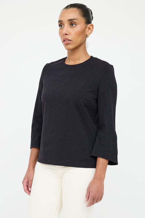 The Row Black Flared Sleeve Top