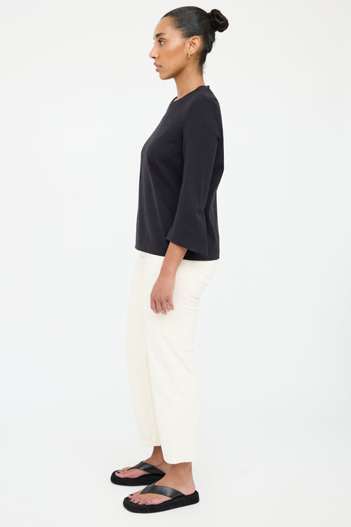 The Row Black Flared Sleeve Top