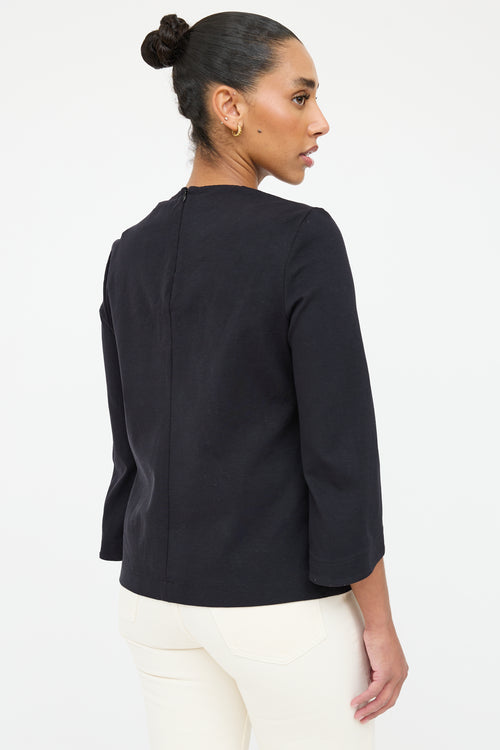 The Row Black Flared Sleeve Top