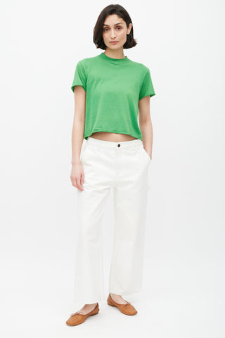 The Row Green Panelled Cropped T-Shirt