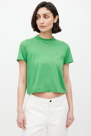 The Row Green Panelled Cropped T-Shirt