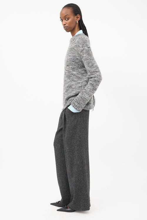 The Row Grey 
Multi Speckled Wool Mock Neck Sweater