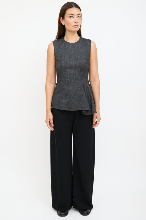 Grey Wool 
Silk Peplum Blouse