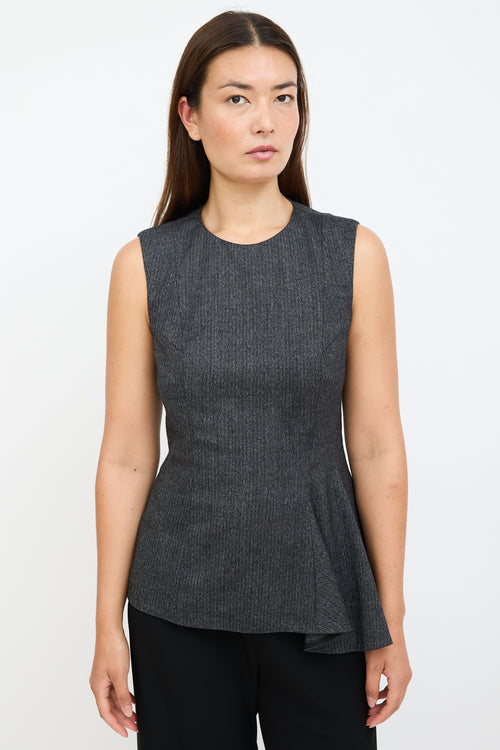 Grey Wool 
Silk Peplum Blouse