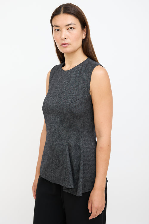 Grey Wool 
Silk Peplum Blouse