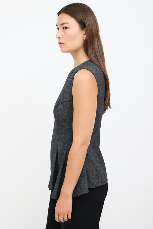 Grey Wool 
Silk Peplum Blouse