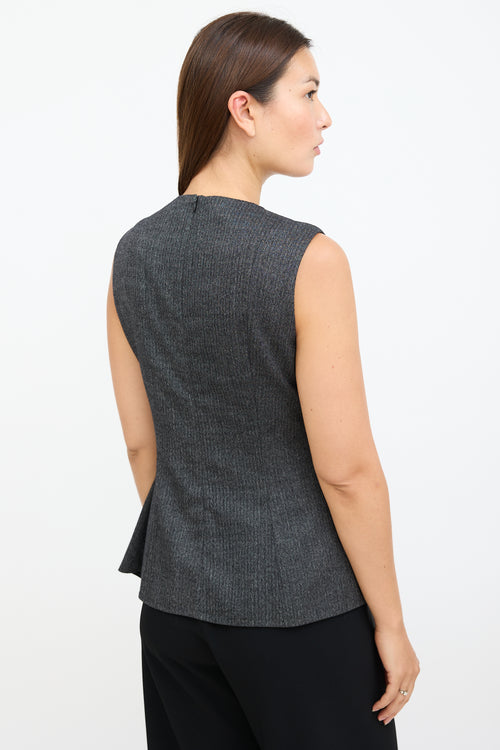 Grey Wool 
Silk Peplum Blouse