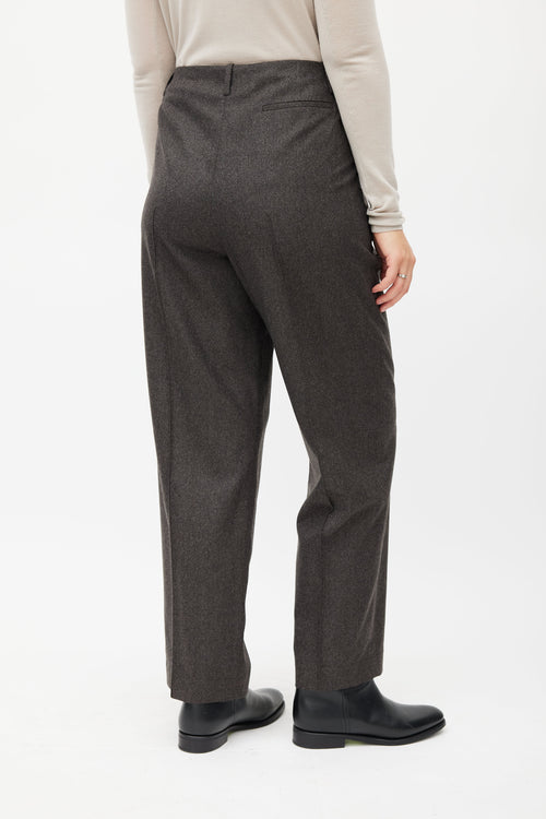 The Row Grey Pleated Wide Leg Wool Trouser