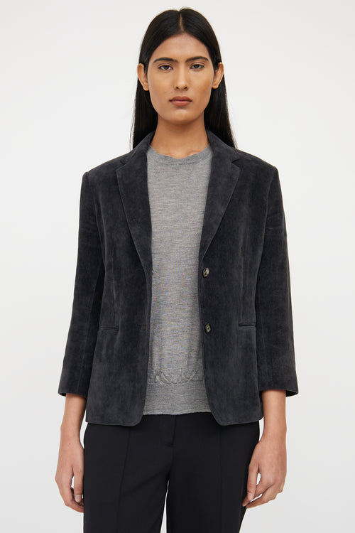 Dark Button Front Blazer