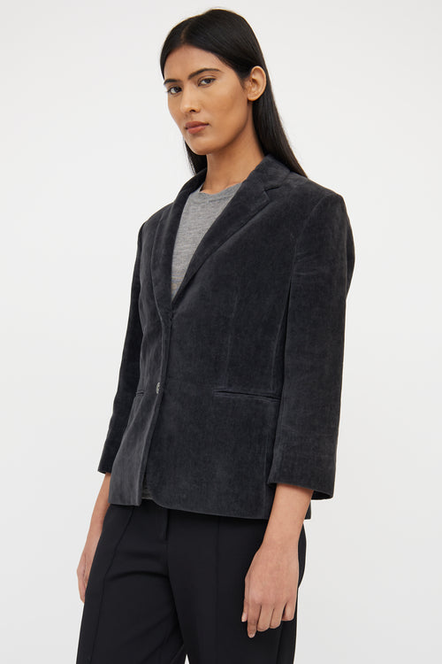 Dark Button Front Blazer