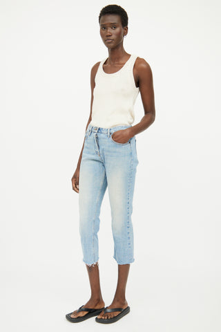 The Row Light Wash Raw Hem Jeans