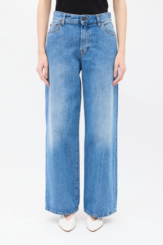 The Row Medium Wash Eglitta Wide Leg Jeans