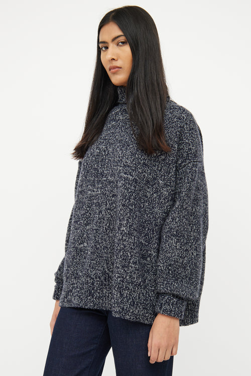 The Row Navy 
Grey Cashmere Knit Sweater