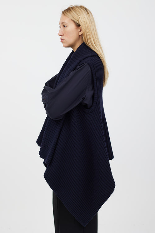 The Row Navy Knit Ribbed Vest