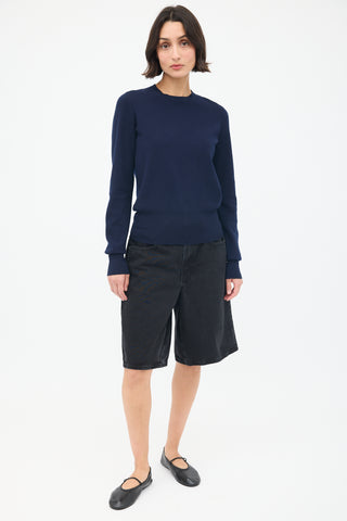 The Row Navy Wool Crewneck Sweater