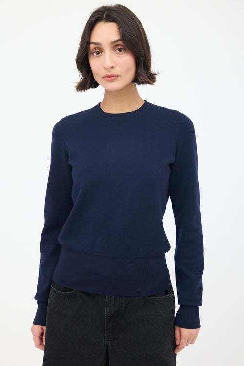 The Row Navy Wool Crewneck Sweater