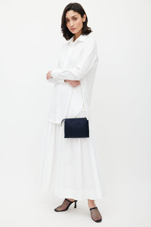 The Row Navy 
Gold Nu Twin Woven Bag