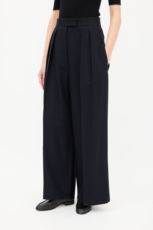 The Row Navy Roan Wide Leg Trouser