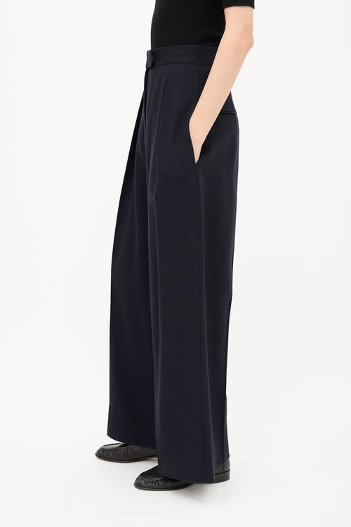 The Row Navy Roan Wide Leg Trouser