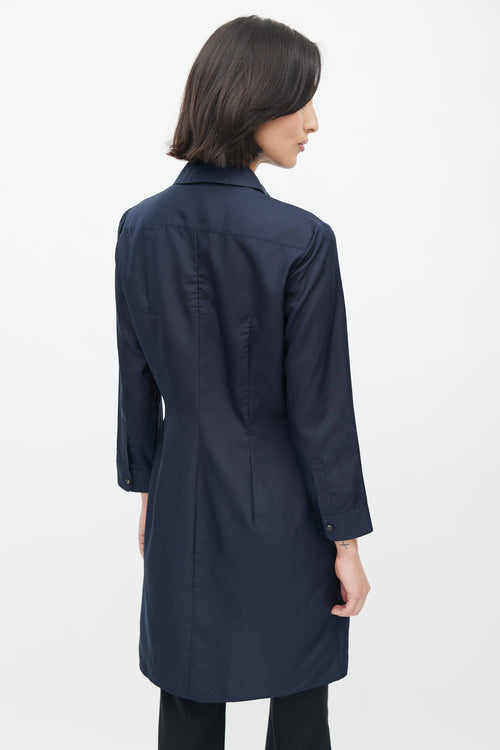 The Row Navy Silk Shirt Dress