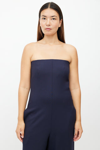 The Row Navy Wool Sleeveless Jumpsuit