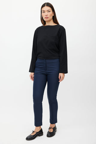 The Row Navy Slim Trouser