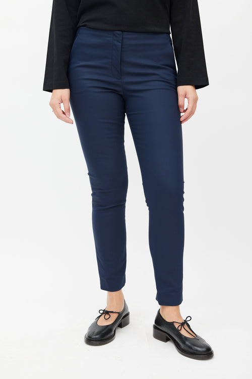 The Row Navy Slim Trouser