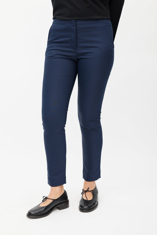 The Row Navy Slim Trouser