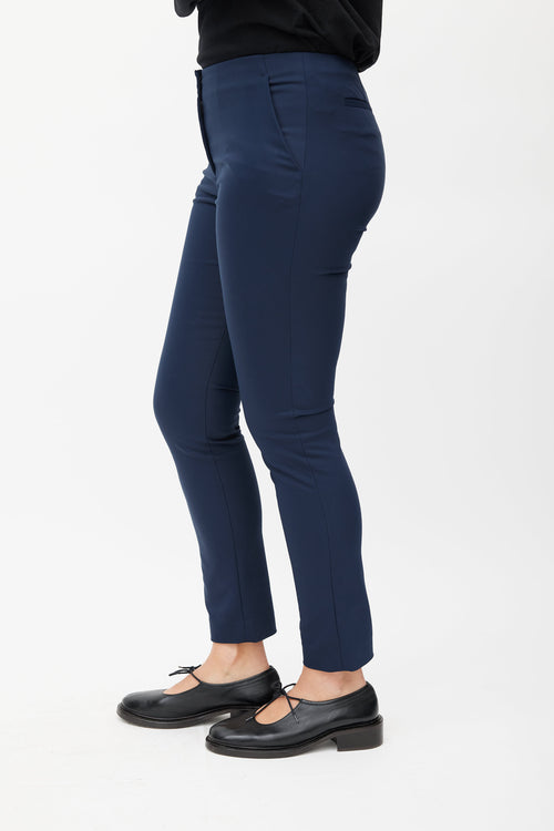 The Row Navy Slim Trouser