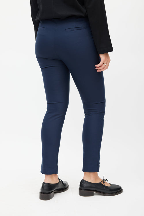 The Row Navy Slim Trouser