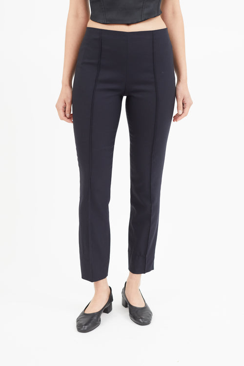 The Row Navy Wool Slim Trouser