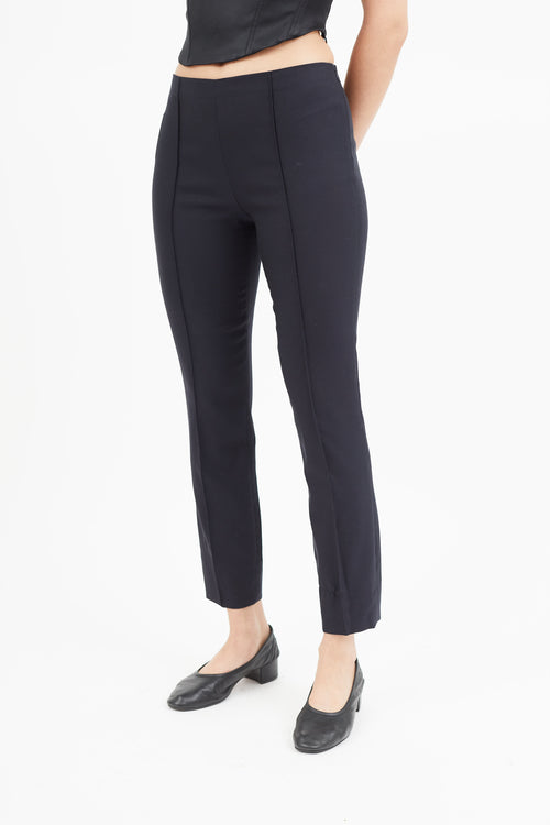 The Row Navy Wool Slim Trouser