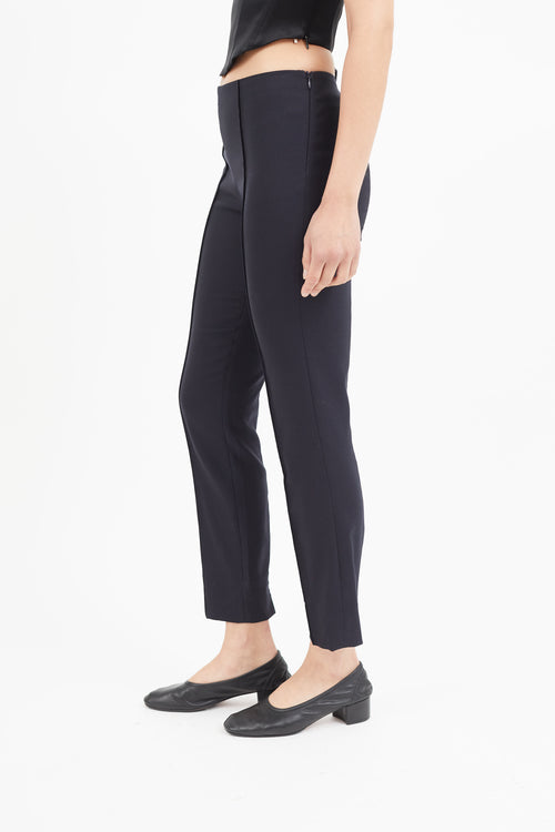 The Row Navy Wool Slim Trouser