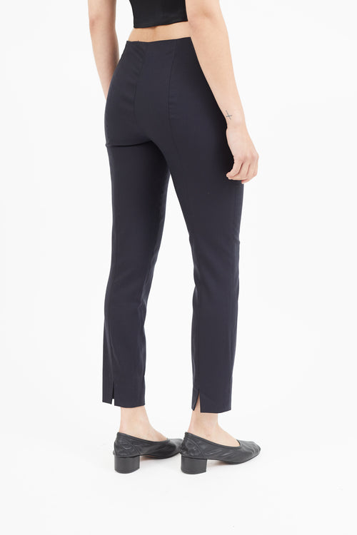 The Row Navy Wool Slim Trouser